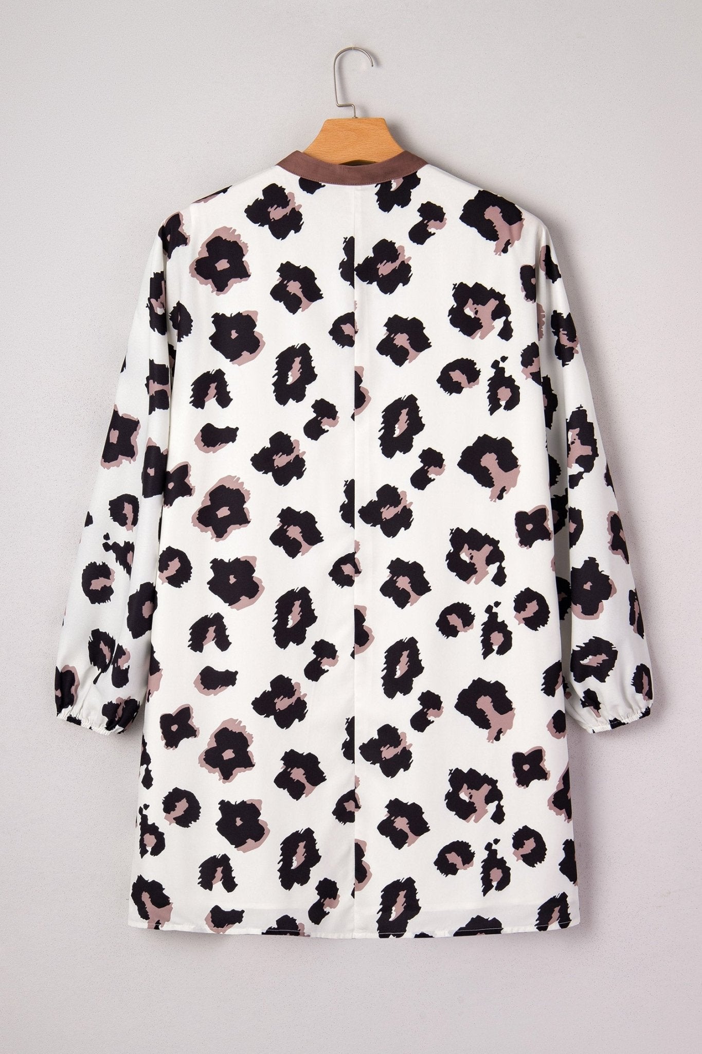 Plus Size Leopard Contrast V-Neck Mini Dress - Rooted & Reckless Co.