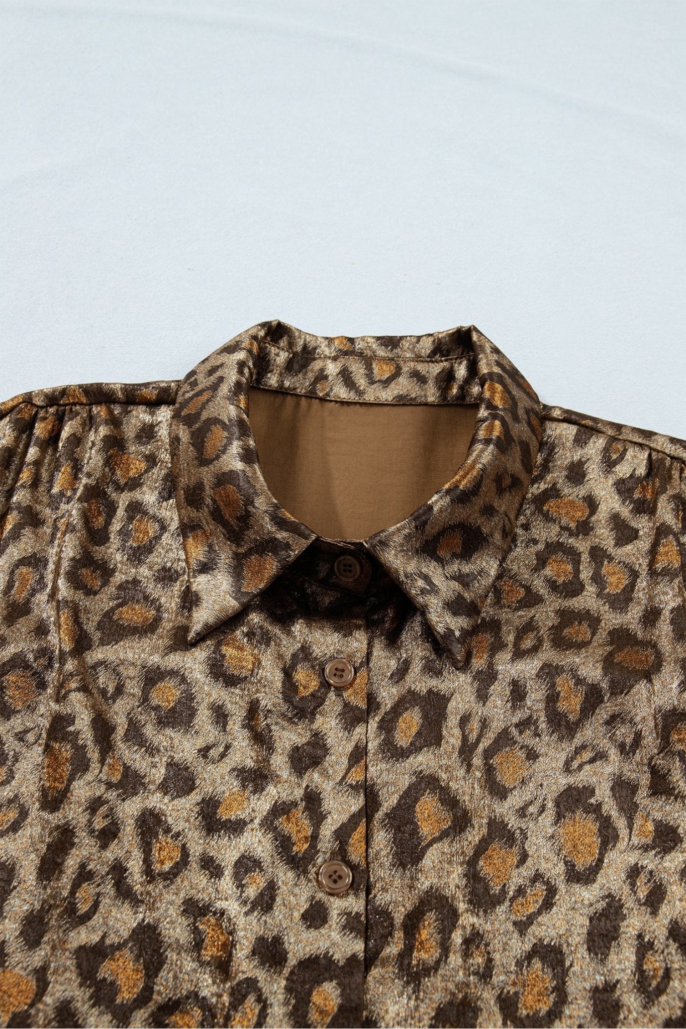 Plus Size Leopard Dolman Sleeve Buttoned Shirt - Rooted & Reckless Co.