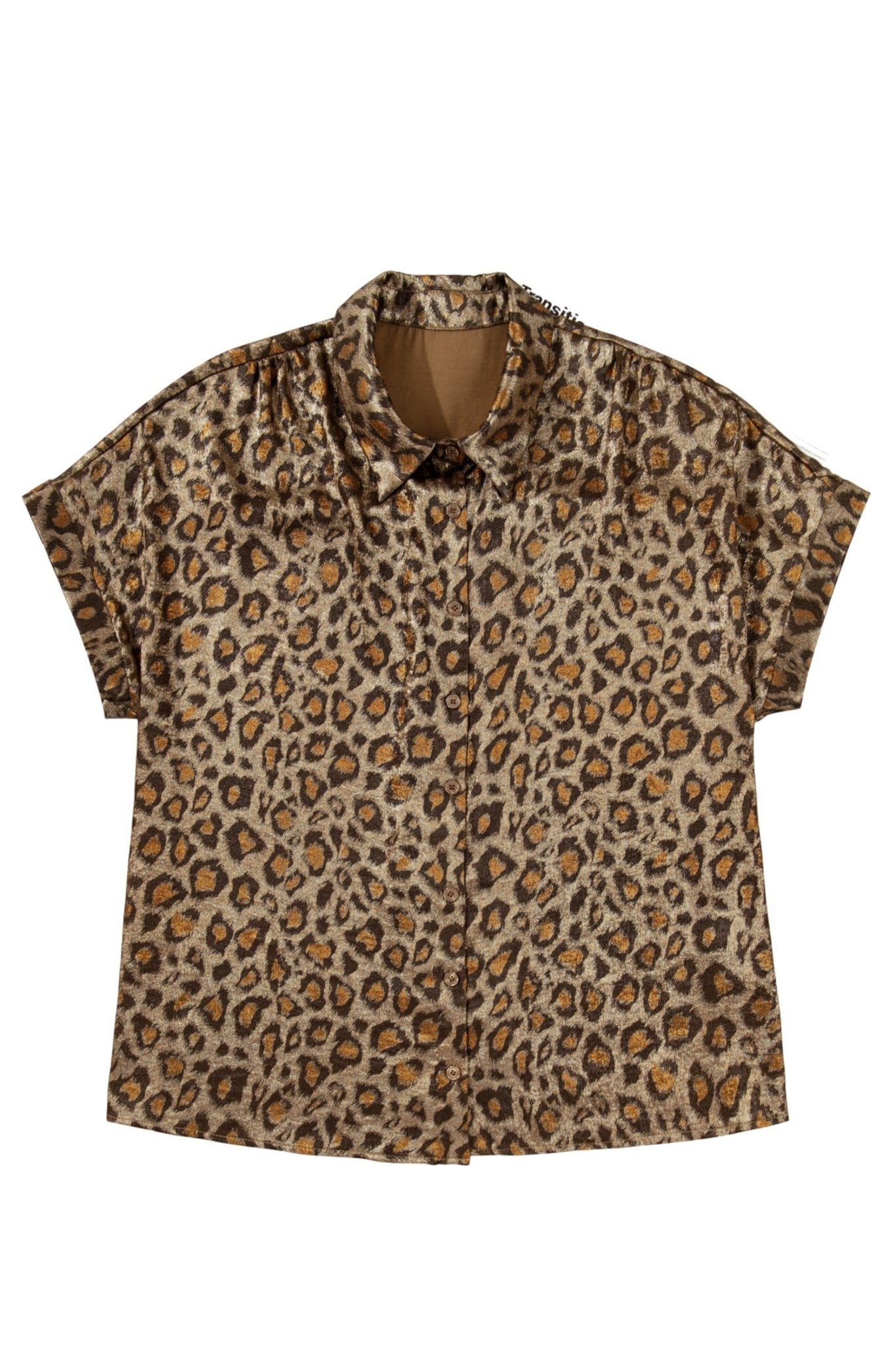 Plus Size Leopard Dolman Sleeve Buttoned Shirt - Rooted & Reckless Co.