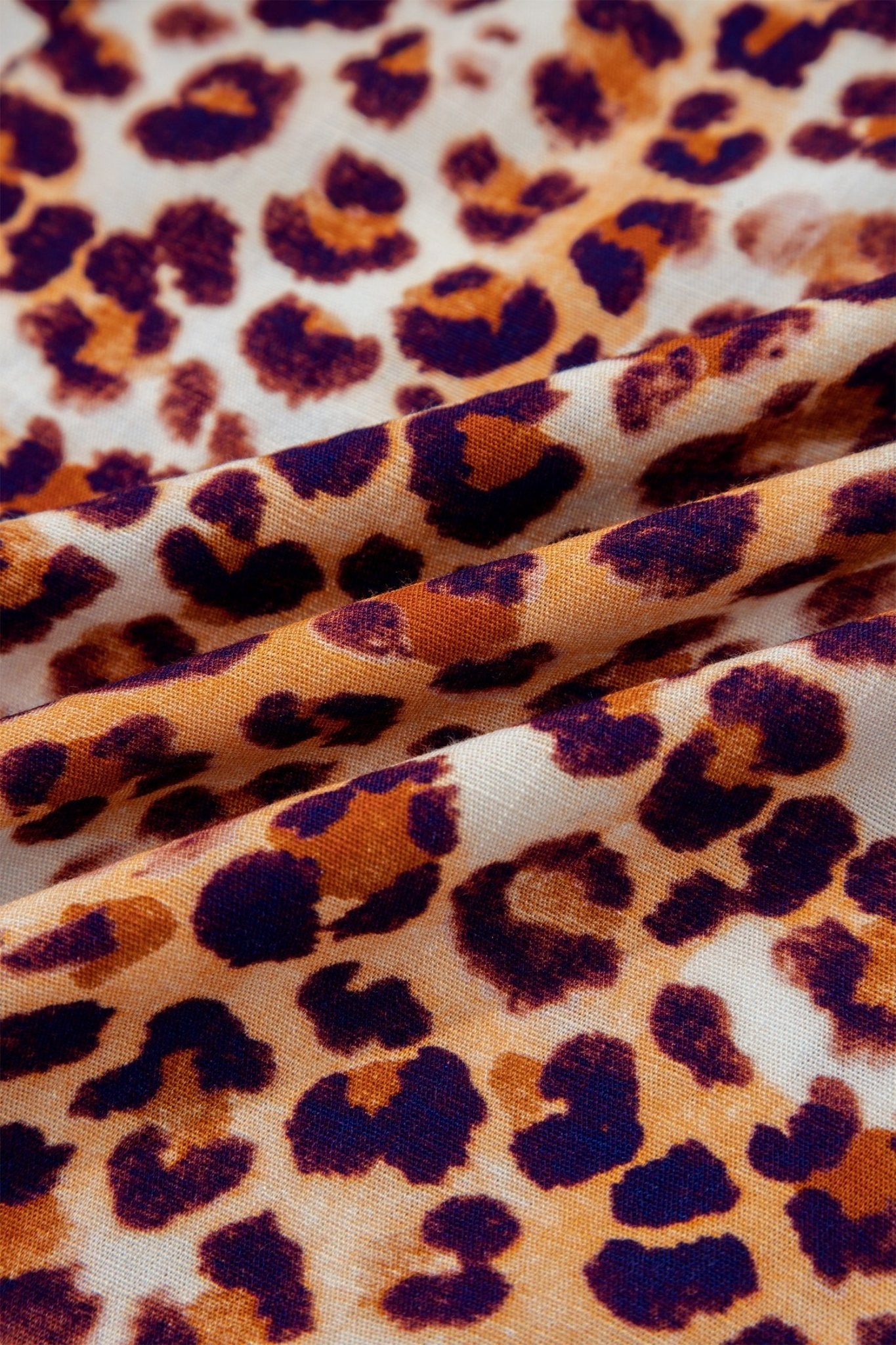 Plus Size Leopard Frilled Stand Neck Blouse - Rooted & Reckless Co.
