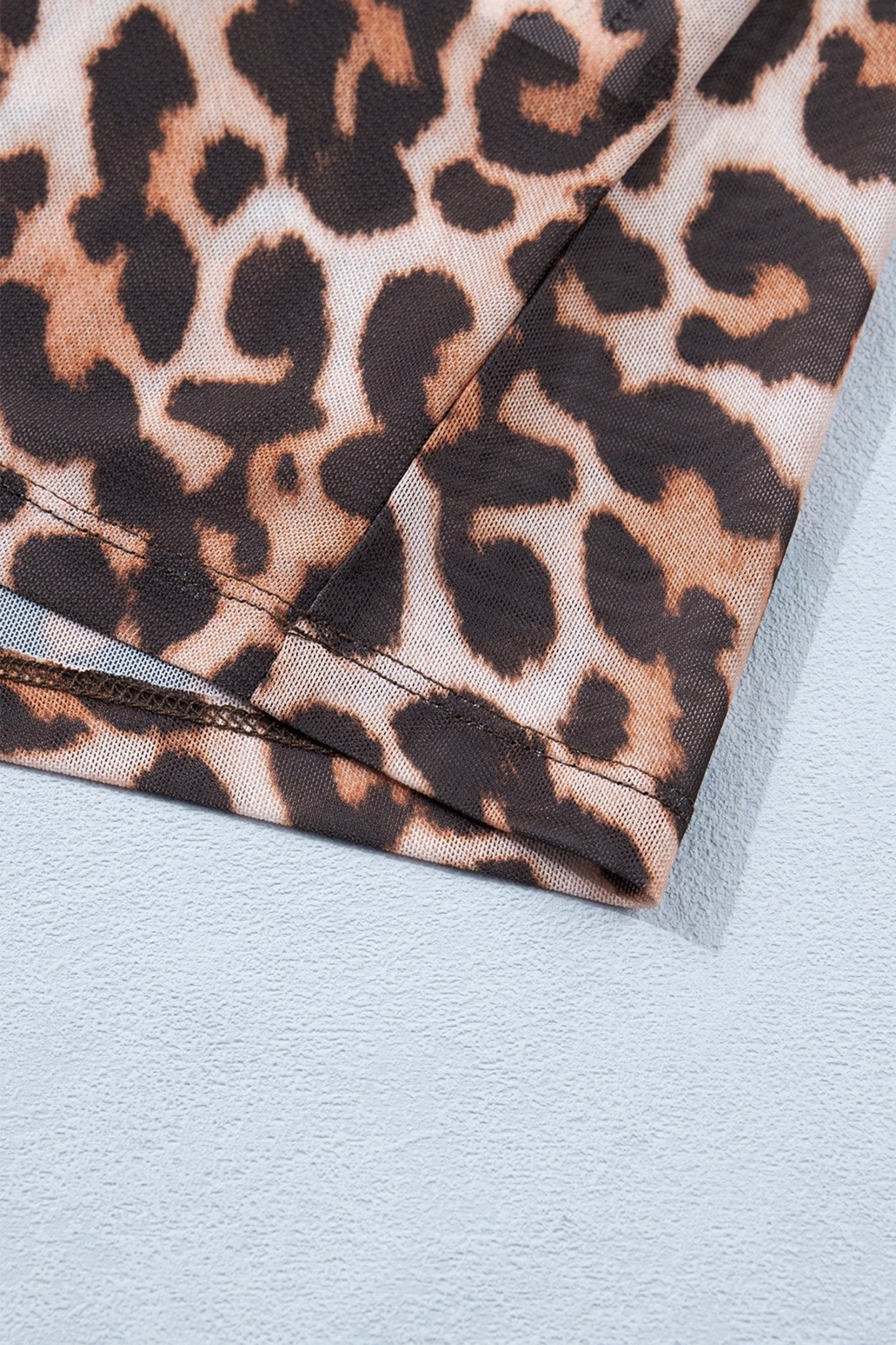 Plus Size Leopard Mesh Mock Neck Top - Rooted & Reckless Co.