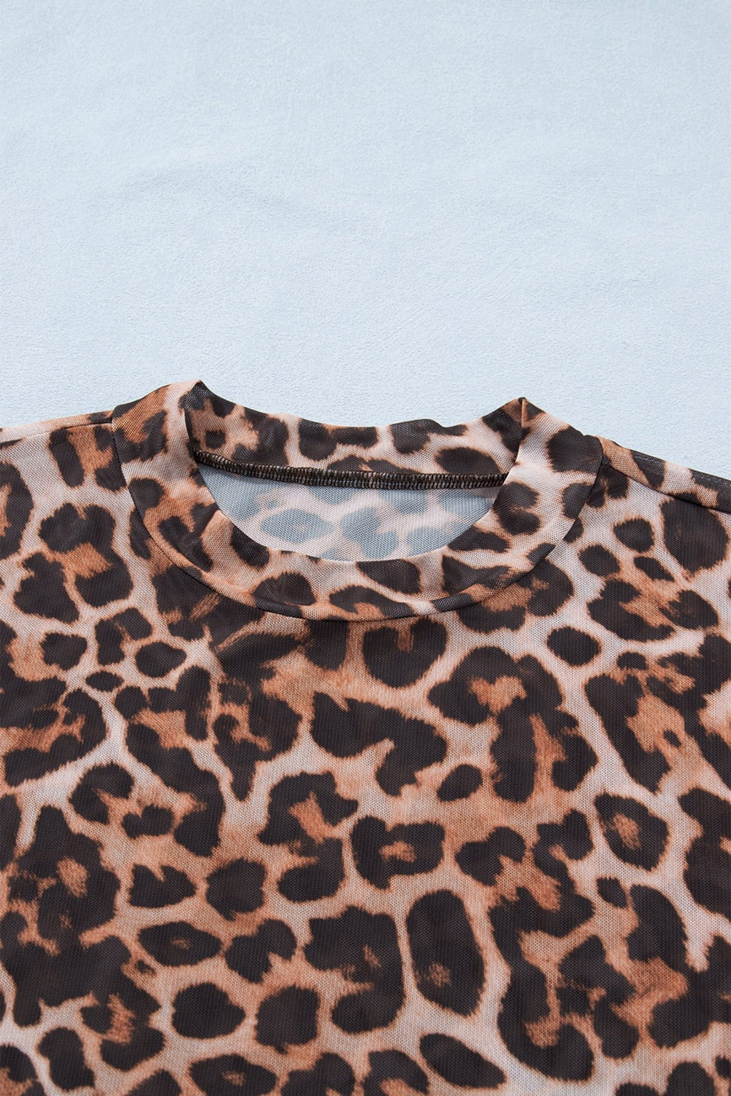 Plus Size Leopard Mesh Mock Neck Top - Rooted & Reckless Co.