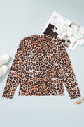 Plus Size Leopard Mesh Mock Neck Top - Rooted & Reckless Co.