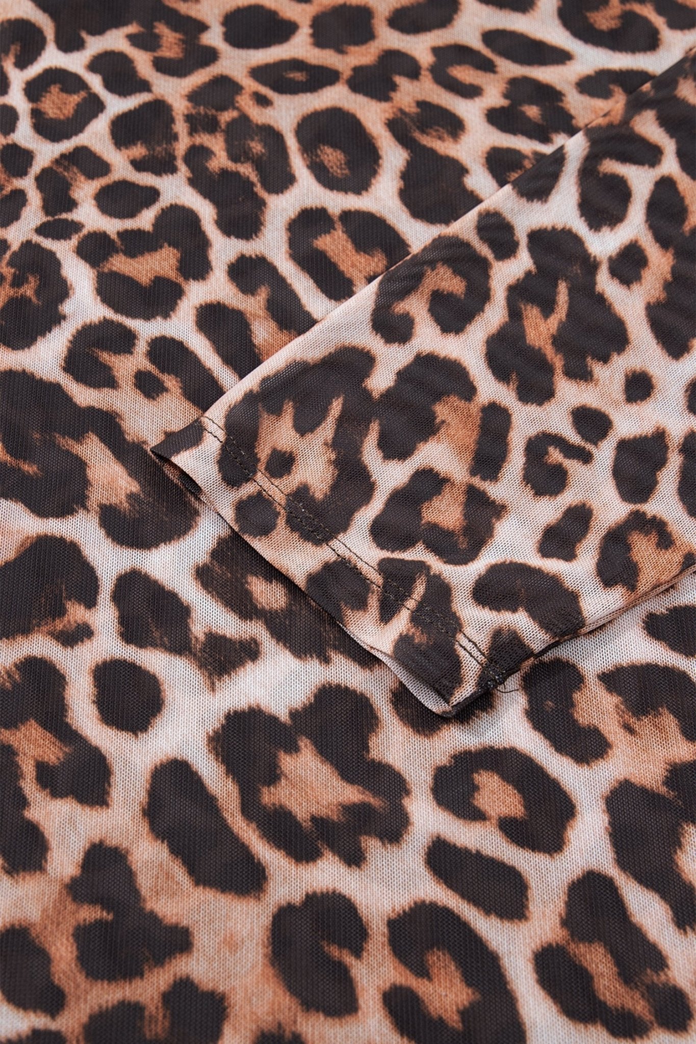 Plus Size Leopard Mesh Mock Neck Top - Rooted & Reckless Co.