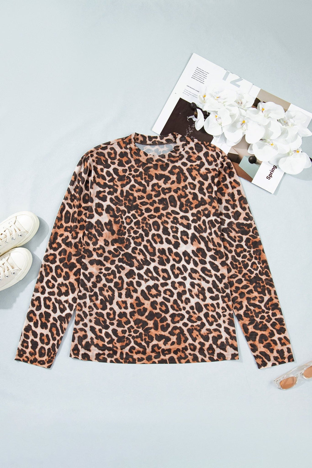 Plus Size Leopard Mesh Mock Neck Top - Rooted & Reckless Co.