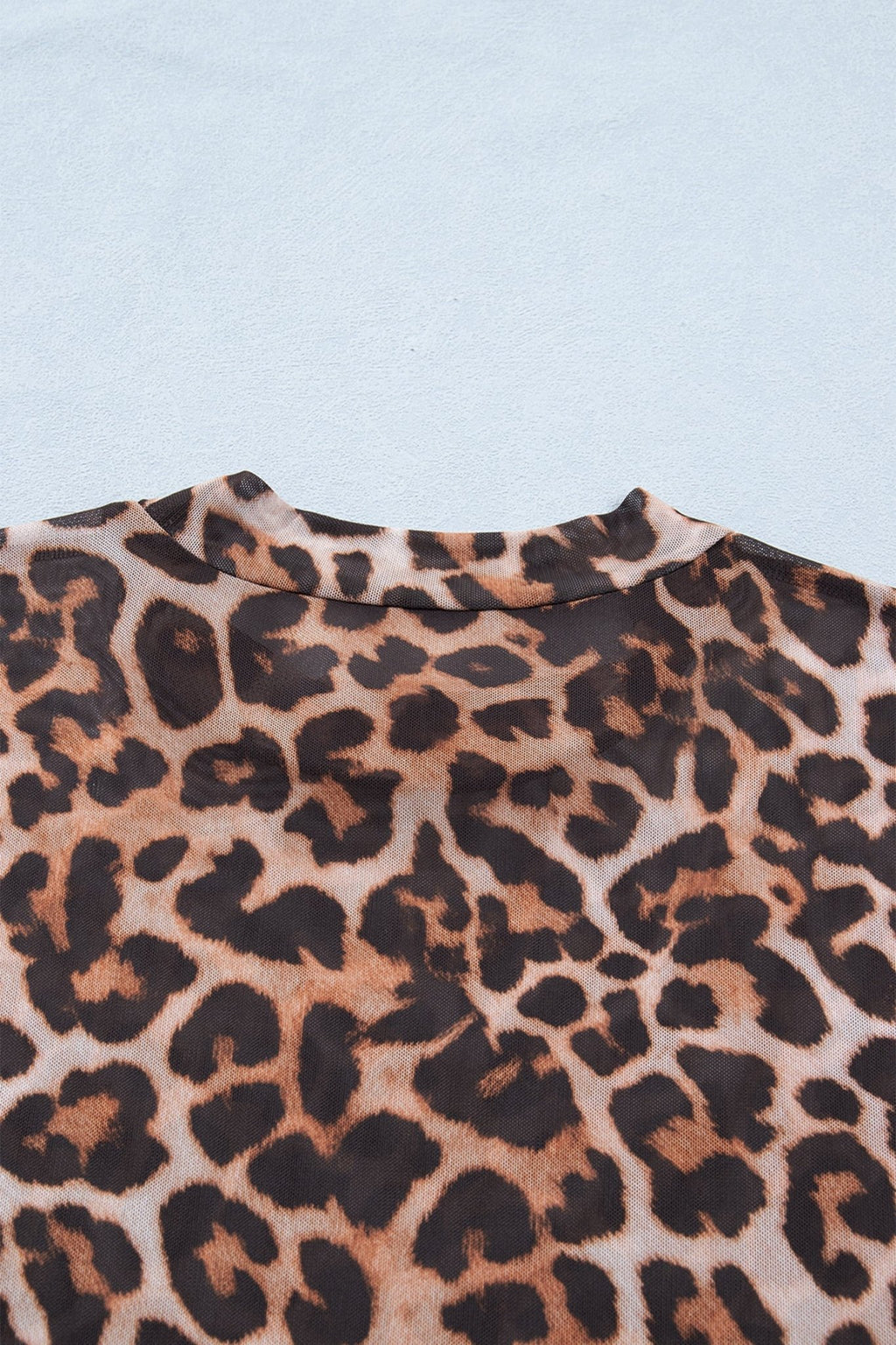 Plus Size Leopard Mesh Mock Neck Top - Rooted & Reckless Co.