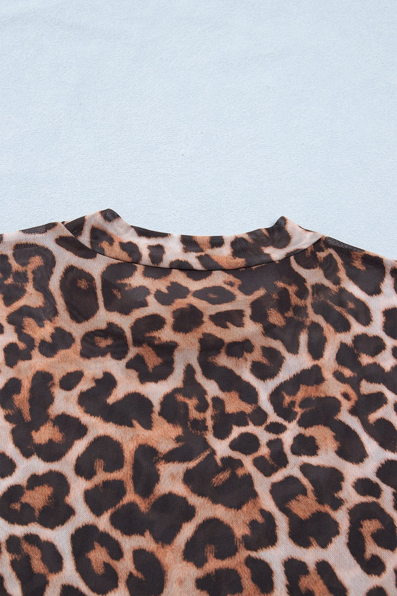 Plus Size Leopard Mesh Mock Neck Top - Rooted & Reckless Co.