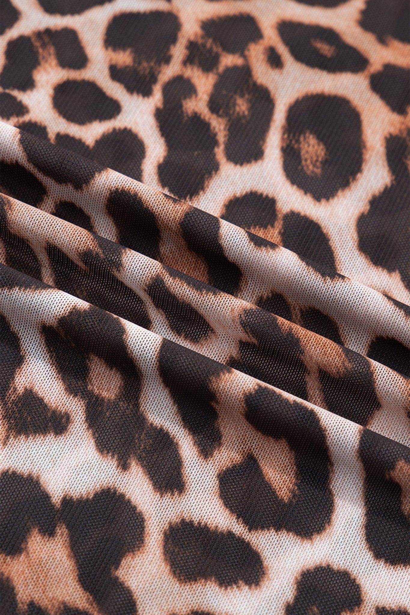 Plus Size Leopard Mesh Mock Neck Top - Rooted & Reckless Co.