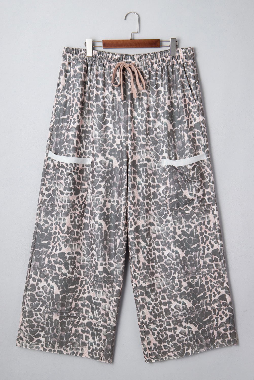 Plus Size Leopard Patch Pocket Drawstring Pants - Rooted & Reckless Co.