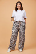 Plus Size Leopard Patch Pocket Drawstring Pants - Rooted & Reckless Co.