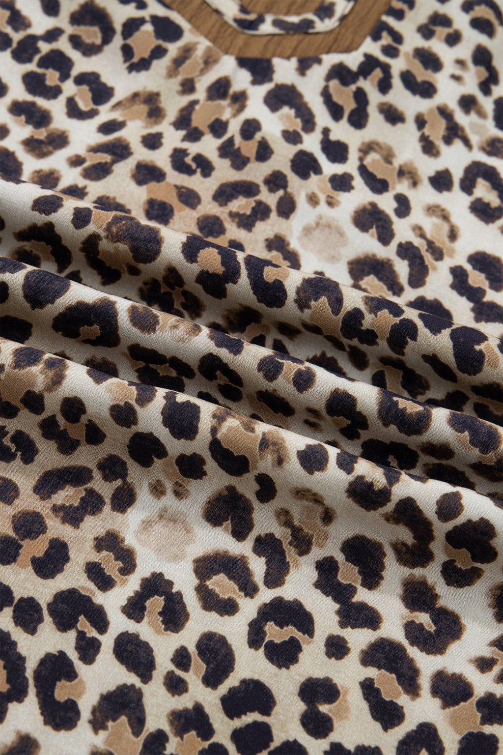 Plus Size Leopard Patchwork Crinkled V-Neck Blouse - Rooted & Reckless Co.