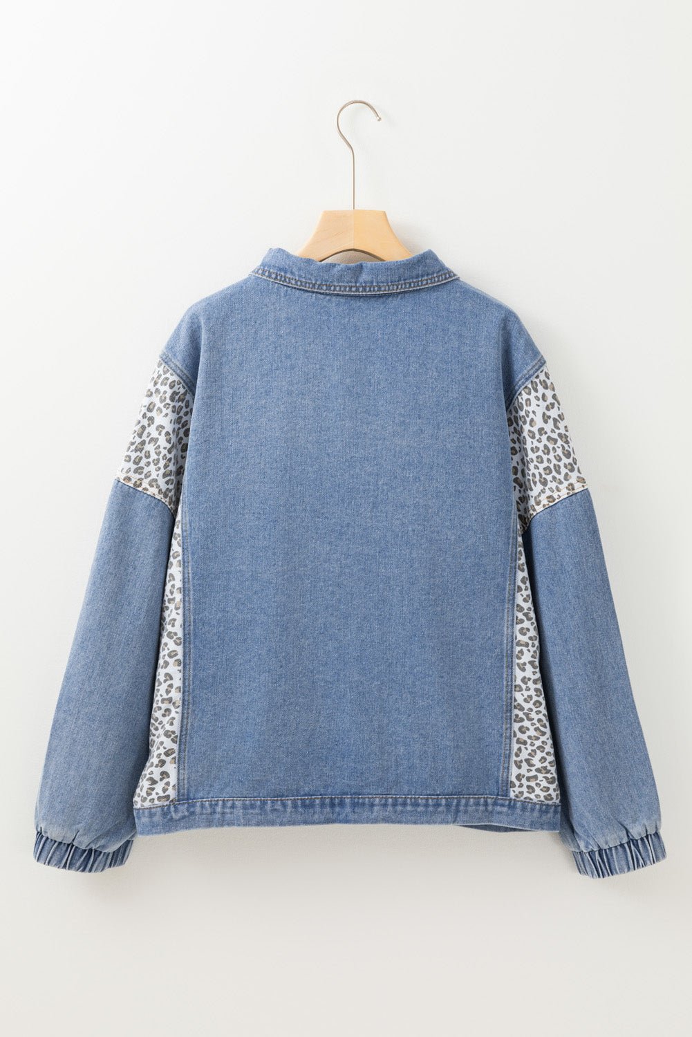 Plus Size Leopard Patchwork Denim Jacket - Rooted & Reckless Co.