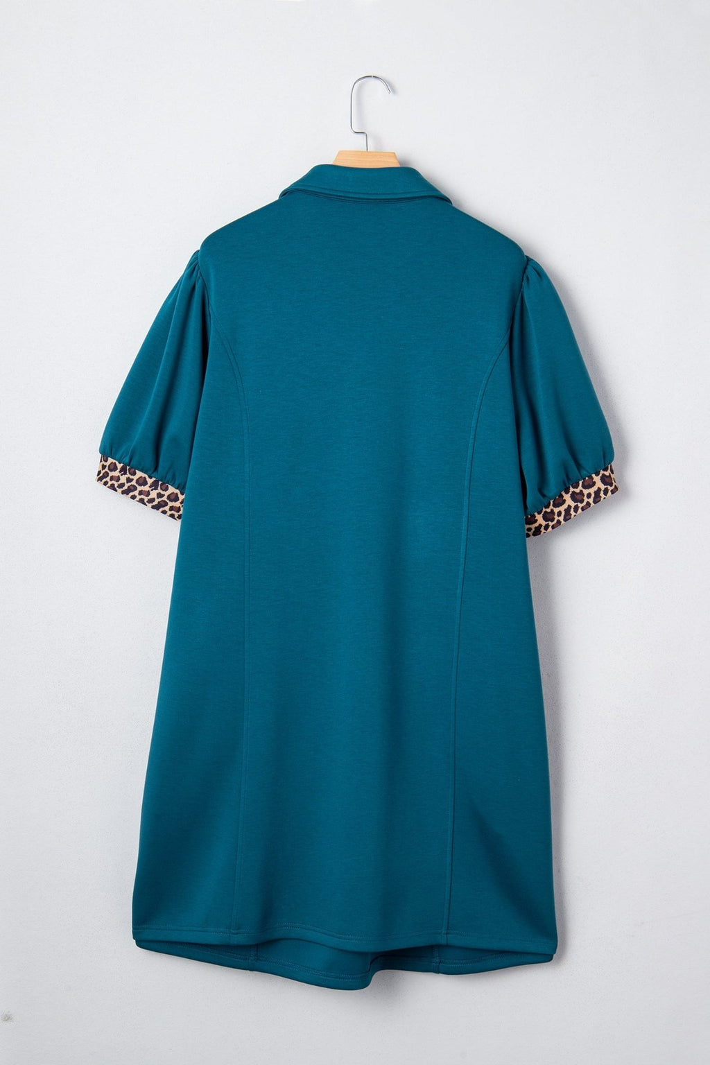 Plus Size Leopard Patchwork Quarter-Zip Collared Dress - Rooted & Reckless Co.