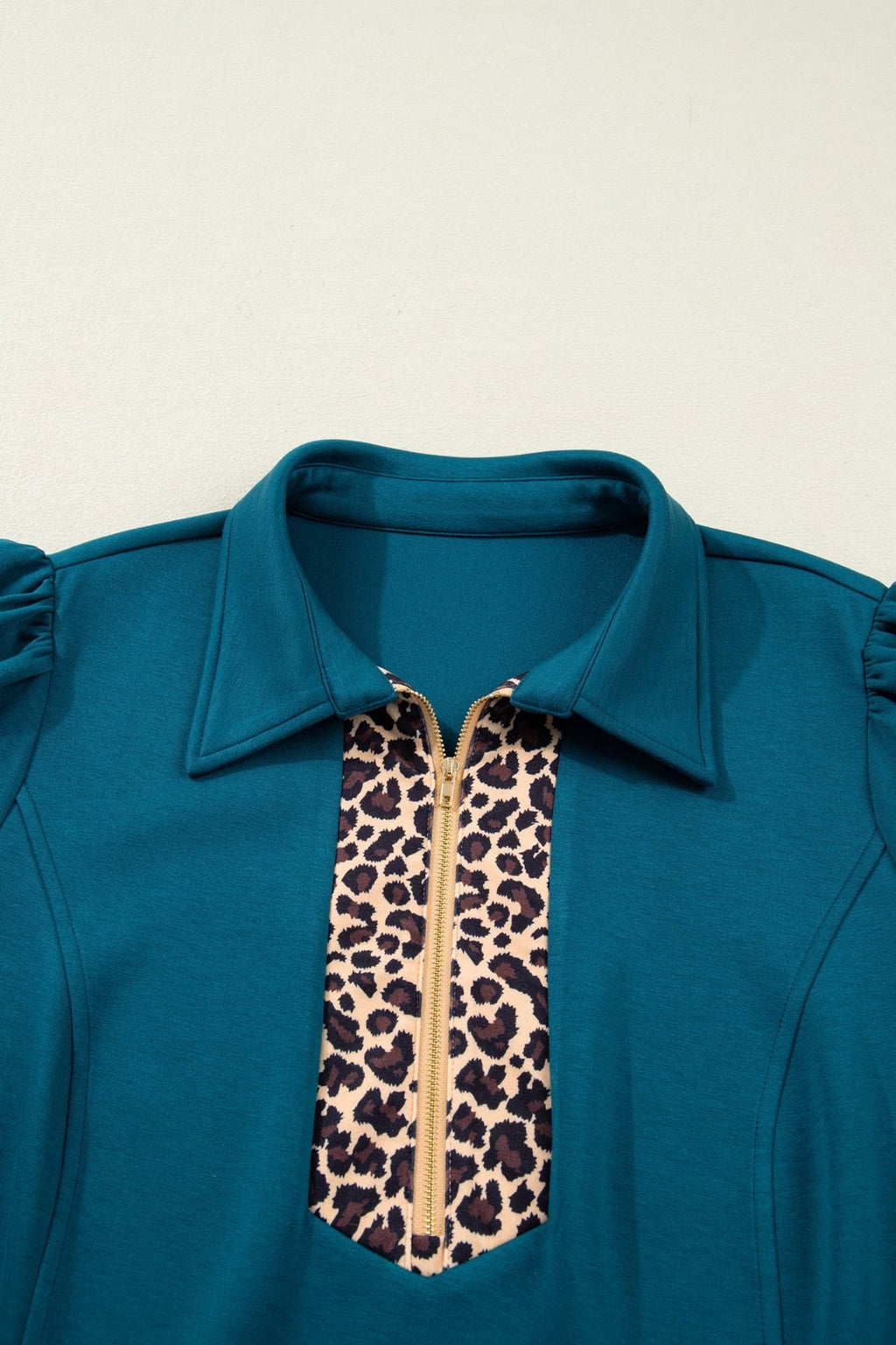 Plus Size Leopard Patchwork Quarter-Zip Collared Dress - Rooted & Reckless Co.