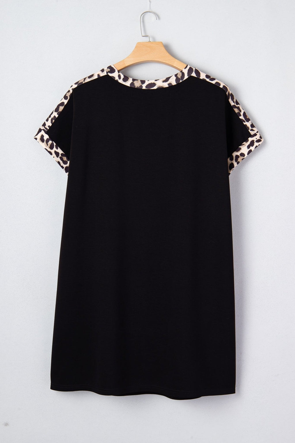 Plus Size Leopard Patchwork Shift T-Shirt Dress - Rooted & Reckless Co.