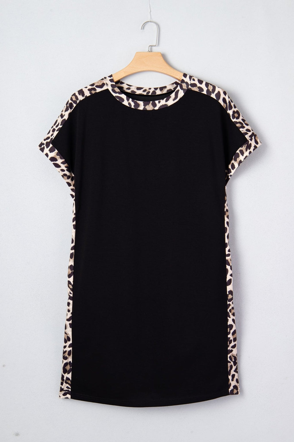 Plus Size Leopard Patchwork Shift T-Shirt Dress - Rooted & Reckless Co.