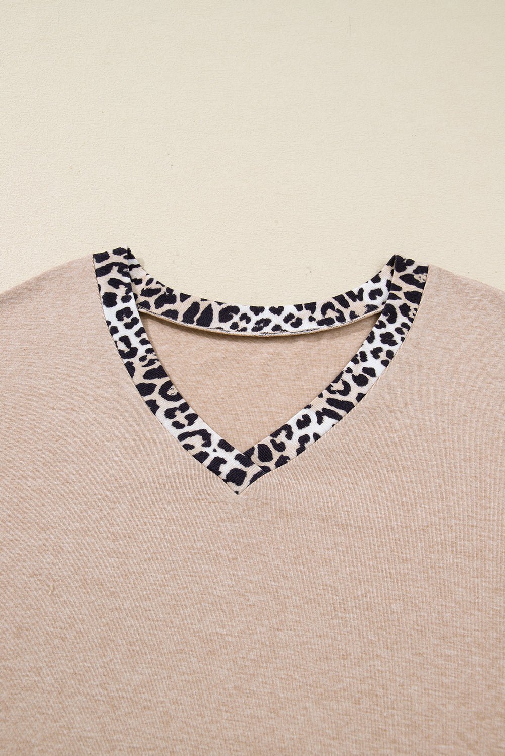 Plus Size Leopard Patchwork V-Neck Long Sleeve Top - Rooted & Reckless Co.