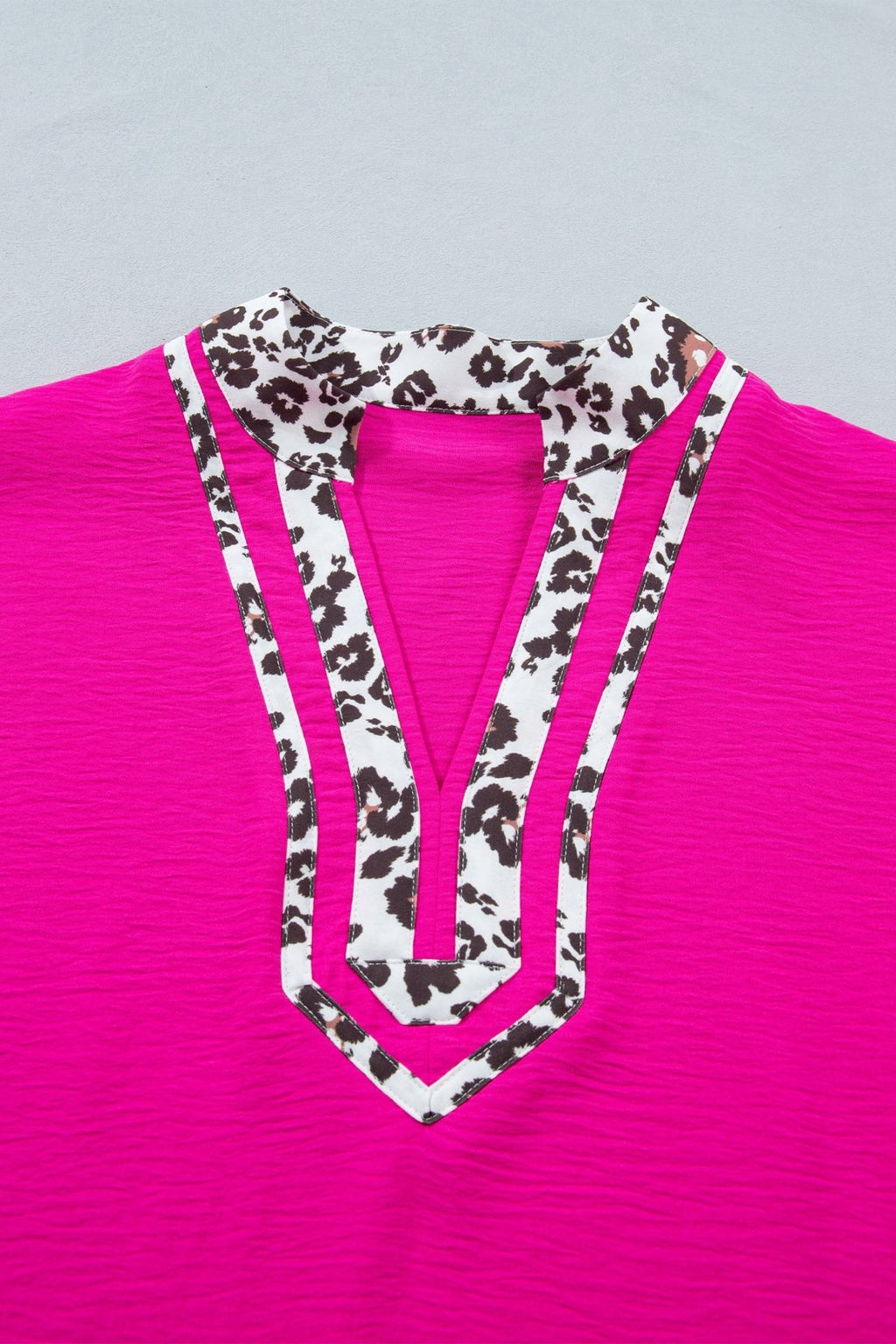 Plus Size Leopard Patchwork V-Neck Short Sleeve Top - Rooted & Reckless Co.