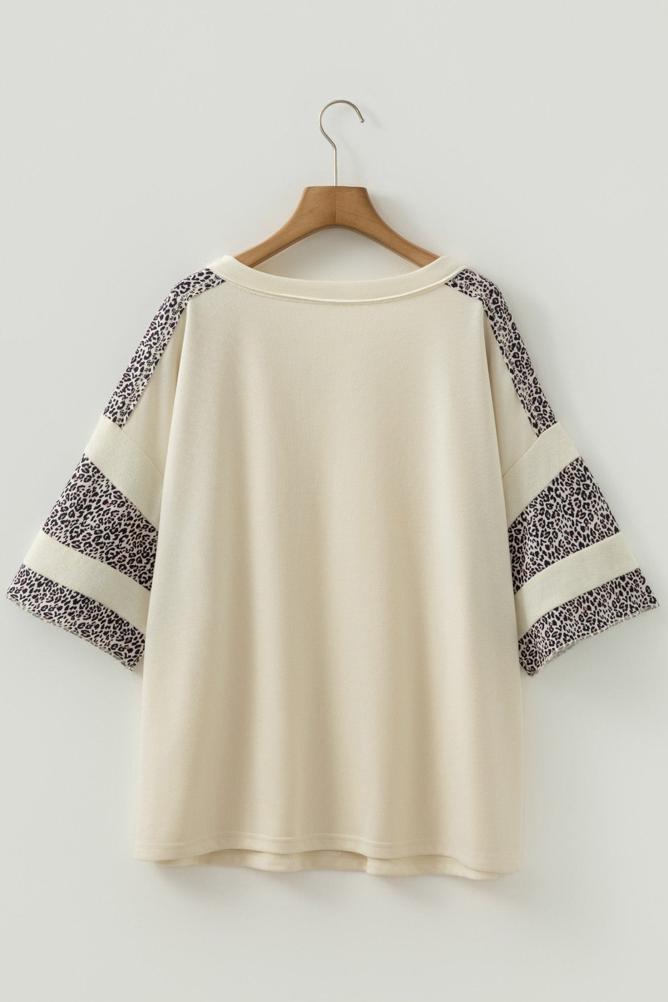 Plus Size Leopard Patchwork V-Neck Short Sleeve Top - Rooted & Reckless Co.