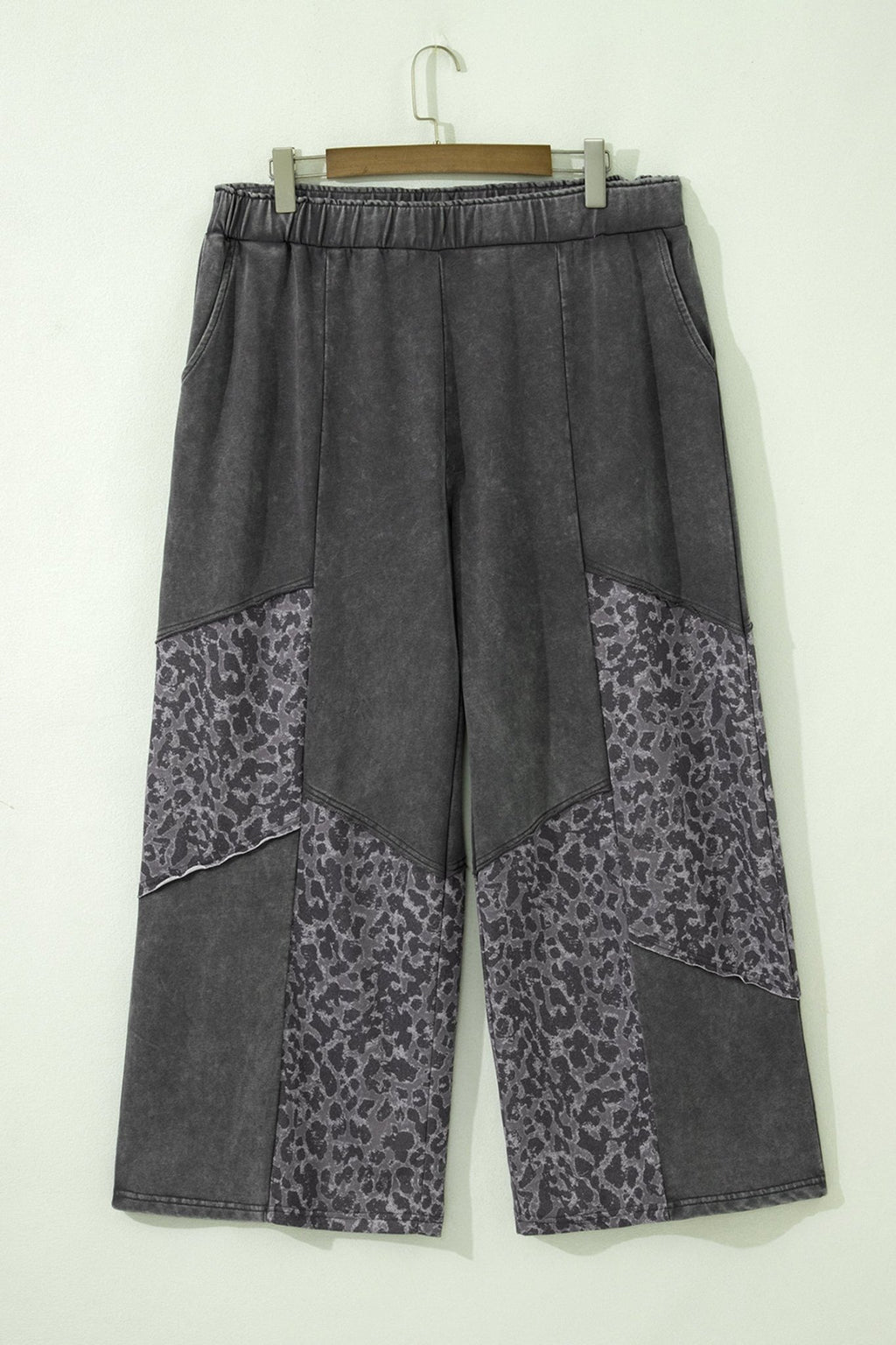 Plus Size Leopard Patchwork Wide Leg Pants - Rooted & Reckless Co.