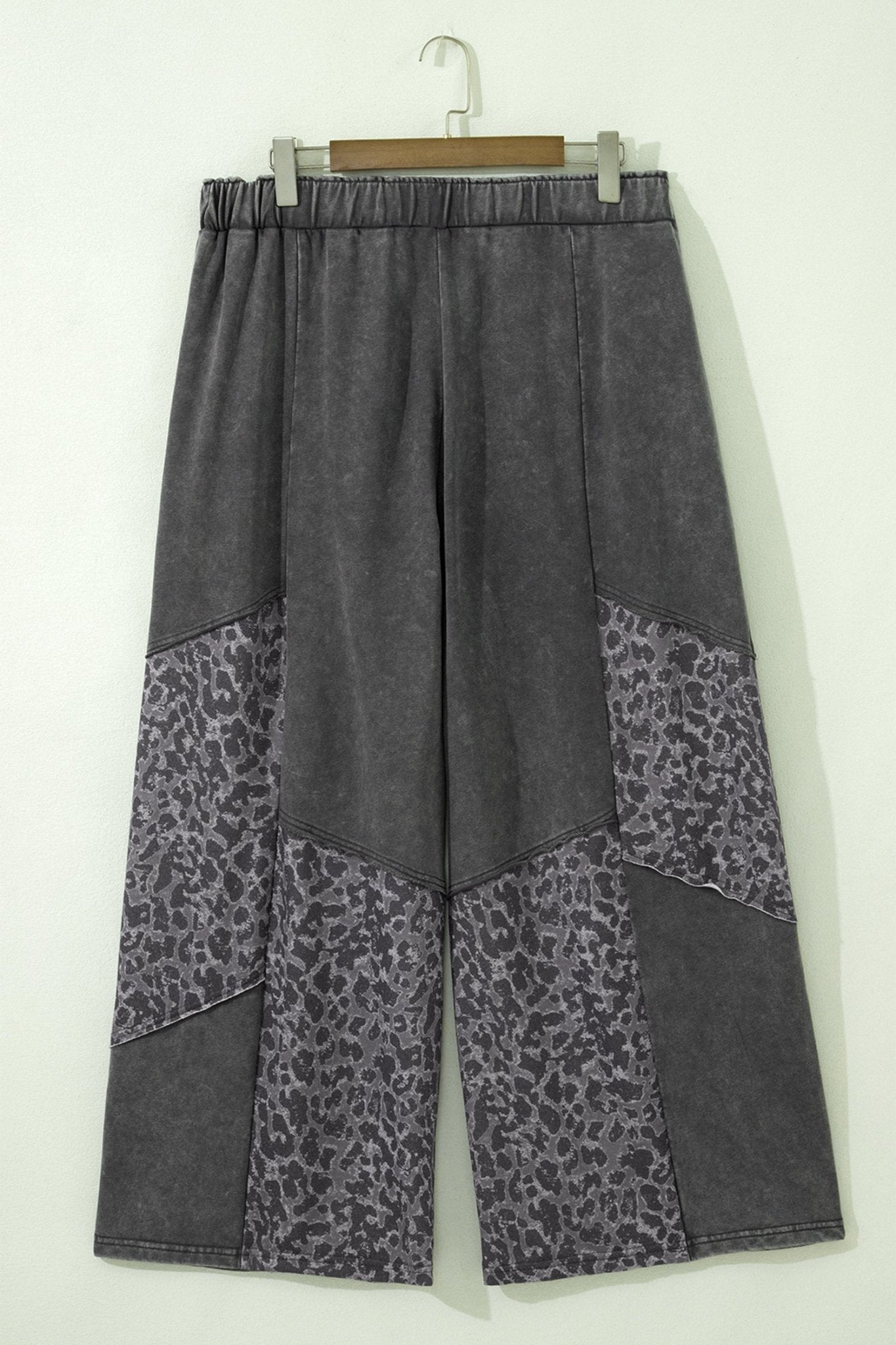 Plus Size Leopard Patchwork Wide Leg Pants - Rooted & Reckless Co.
