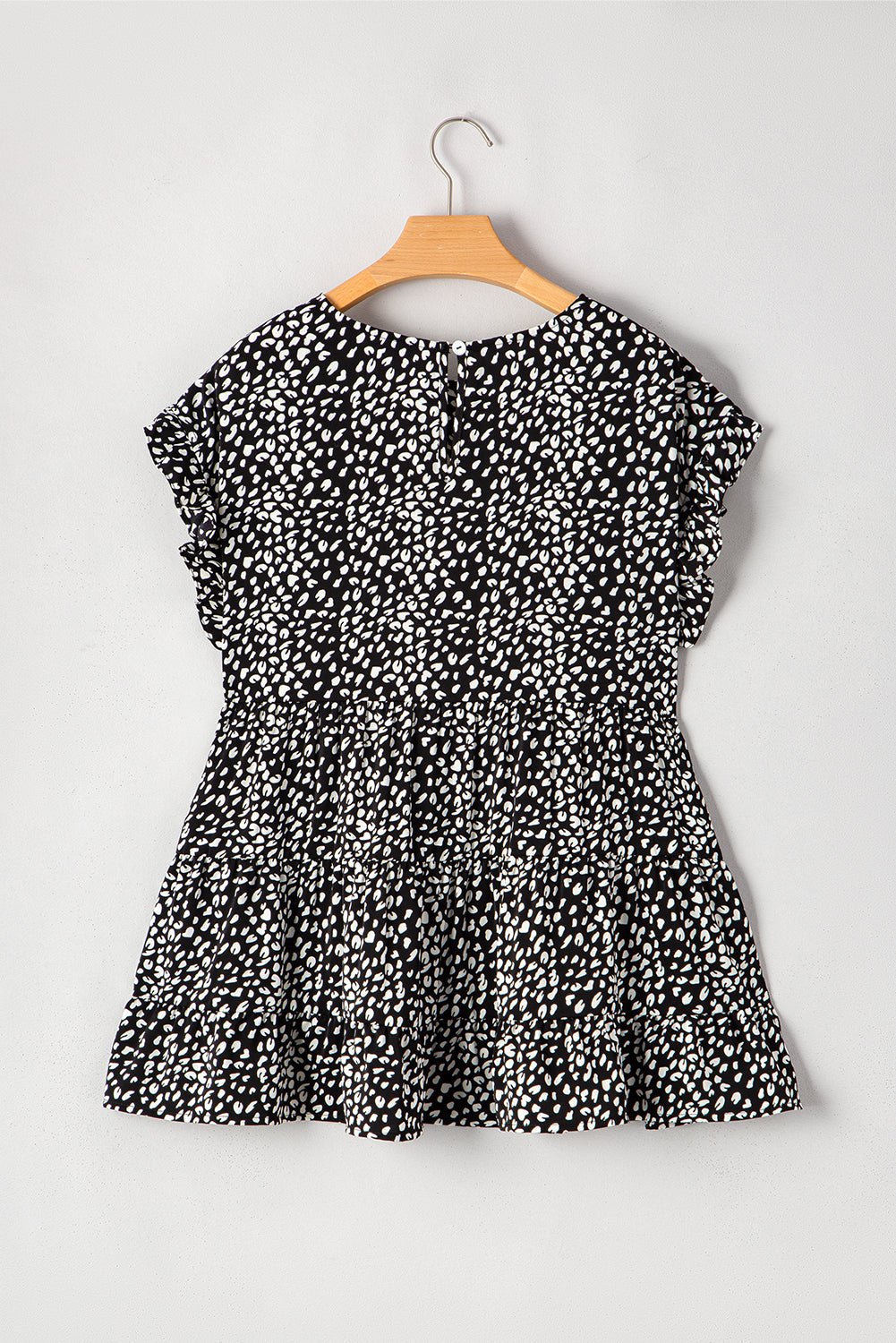 Plus Size Leopard Ruffle Tiered Keyhole Blouse - Rooted & Reckless Co.