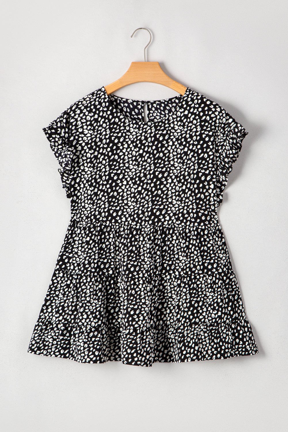 Plus Size Leopard Ruffle Tiered Keyhole Blouse - Rooted & Reckless Co.