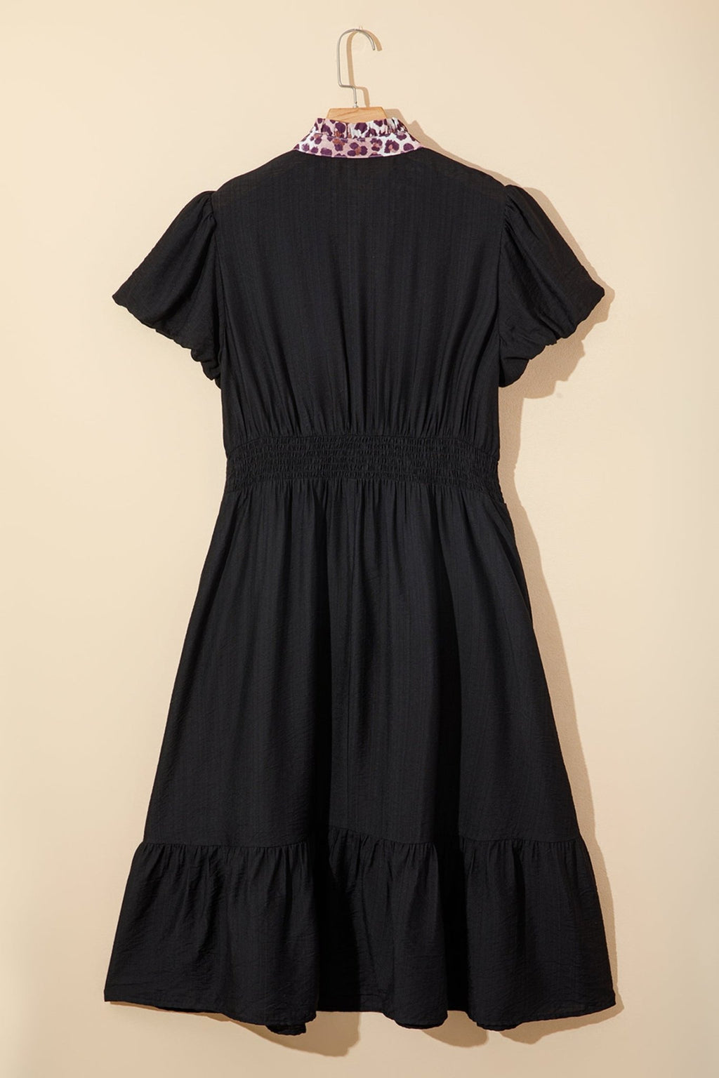 Plus Size Leopard Ruffle V-Neck Smocked Waist Dress - Rooted & Reckless Co.