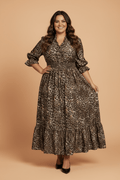 Plus Size Leopard Smocked Waist Maxi Dress - Rooted & Reckless Co.