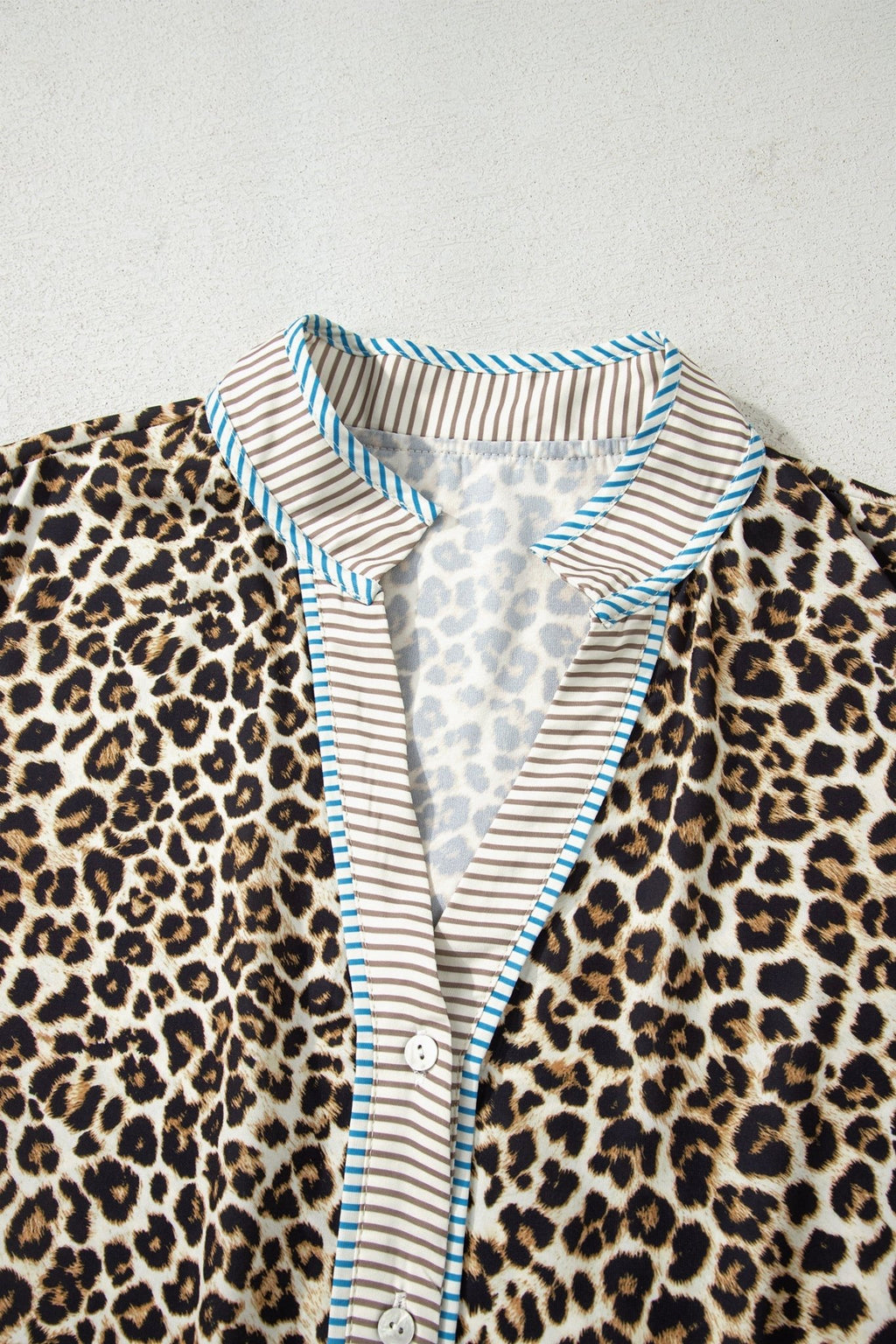 Plus Size Leopard Stripe Trim V-Neck Mini Dress - Rooted & Reckless Co.