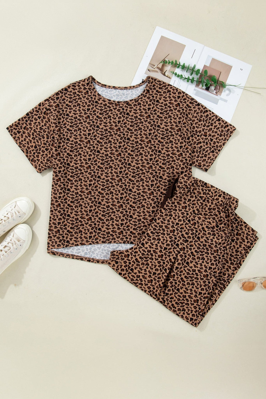 Plus Size Leopard Top & Pleated Pants Set - Rooted & Reckless Co.