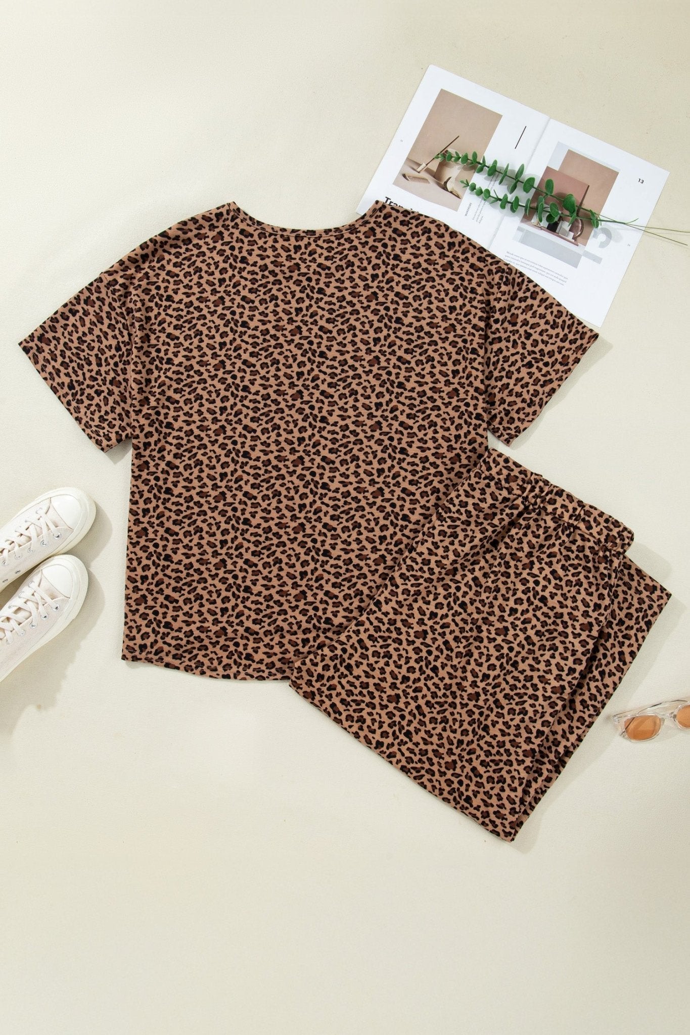 Plus Size Leopard Top & Pleated Pants Set - Rooted & Reckless Co.