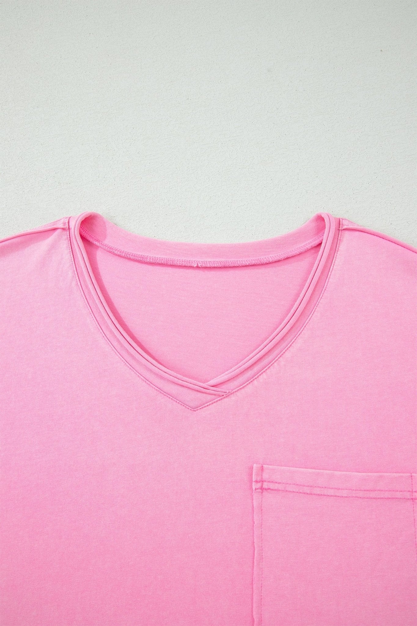 Plus Size Mineral Wash Raw Edge V-Neck Tee - Rooted & Reckless Co.