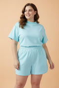 Plus Size Mock Neck Exposed Seam Tunic Top & Shorts Set - Rooted & Reckless Co.