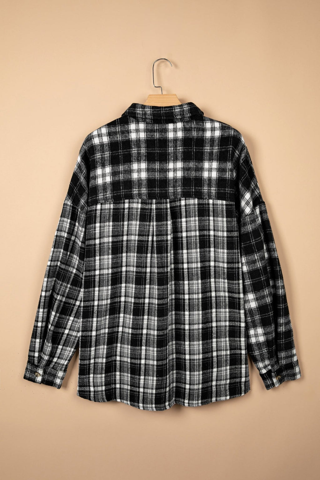 Plus Size Plaid Chest Pocket Long Sleeve Shacket - Rooted & Reckless Co.