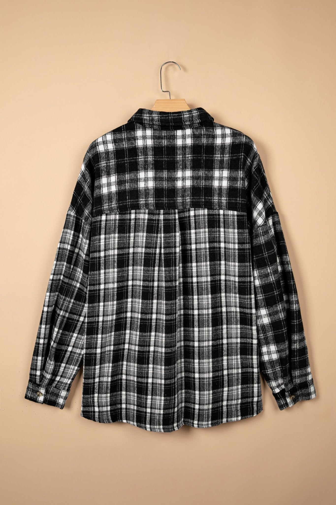Plus Size Plaid Chest Pocket Long Sleeve Shacket - Rooted & Reckless Co.
