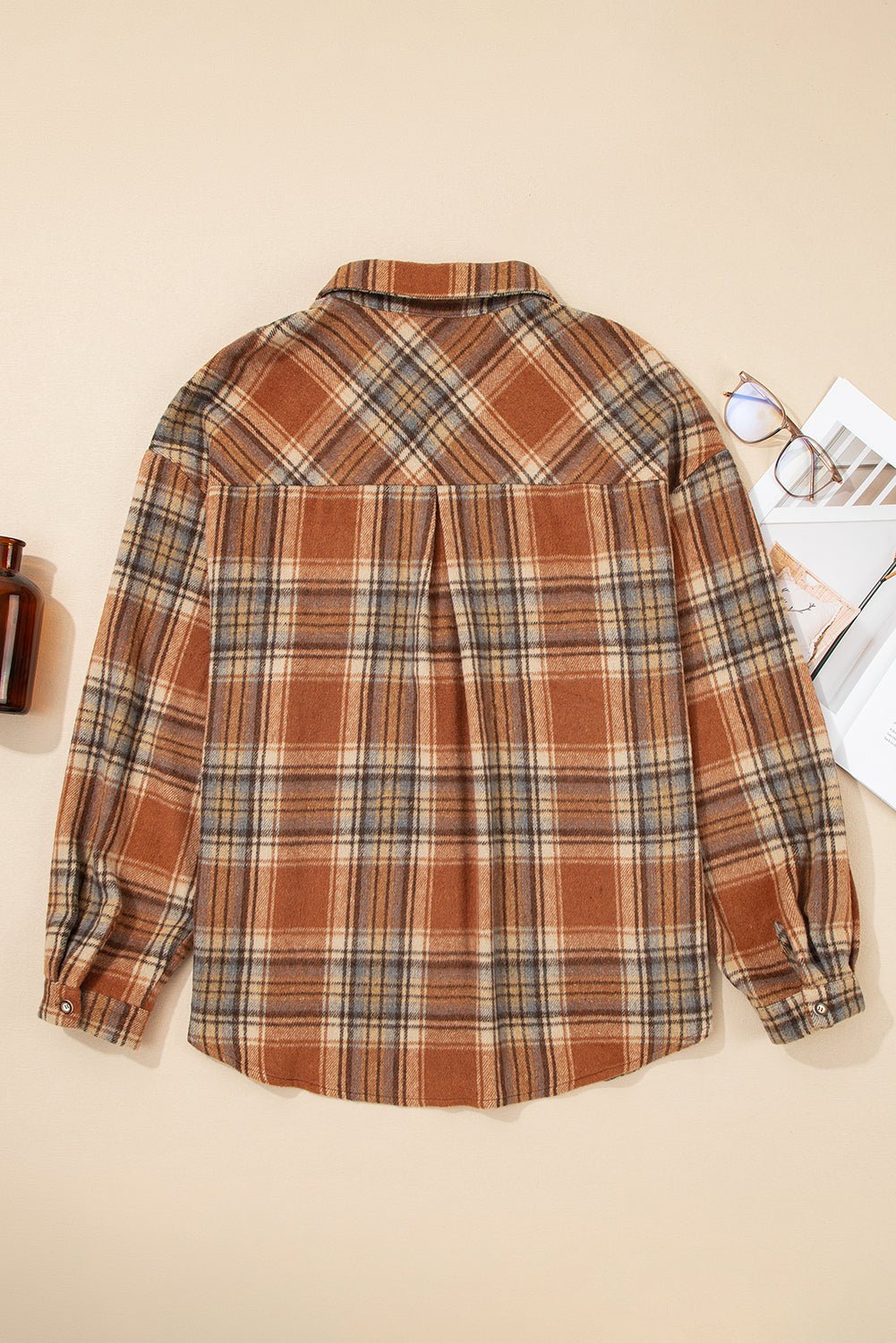 Plus Size Plaid Flap Pocket Button-Up Shacket - Rooted & Reckless Co.