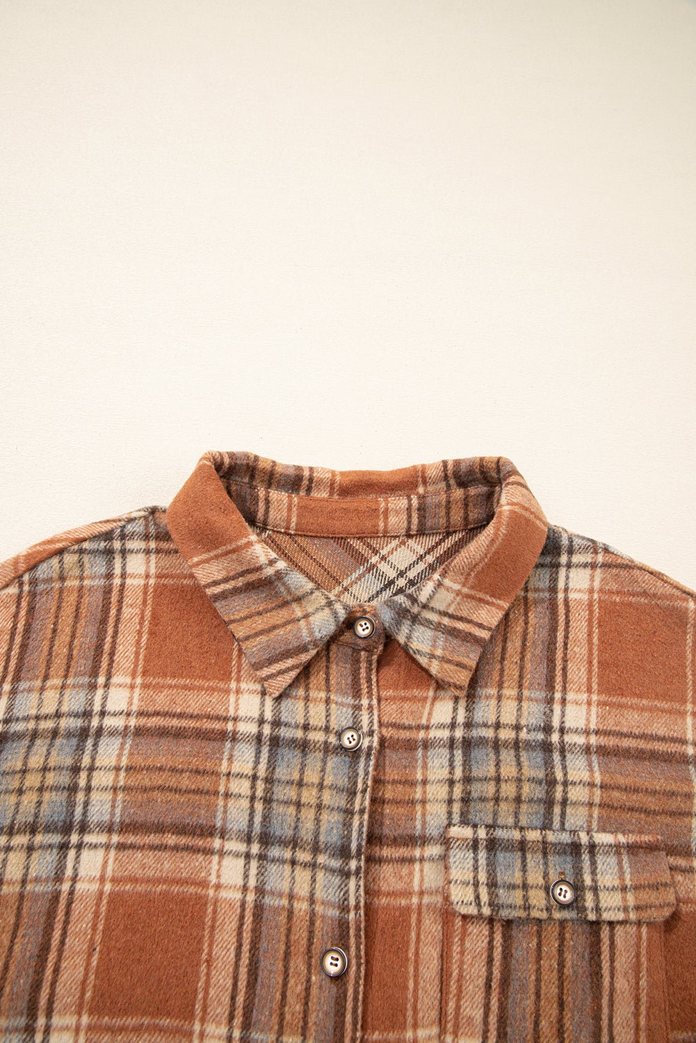 Plus Size Plaid Flap Pocket Button-Up Shacket - Rooted & Reckless Co.