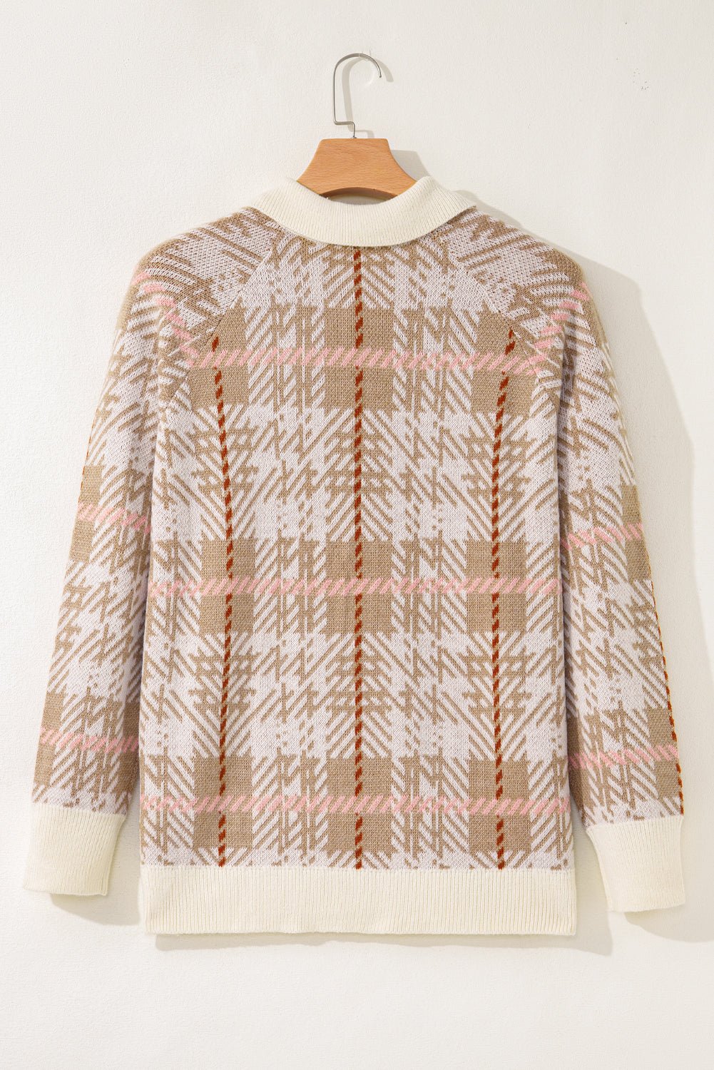 Plus Size Plaid Ribbed Trim Button Front Cardigan - Rooted & Reckless Co.