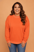 Plus Size Polka Dot Contrast Trim Mock Neck Sweatshirt - Rooted & Reckless Co.