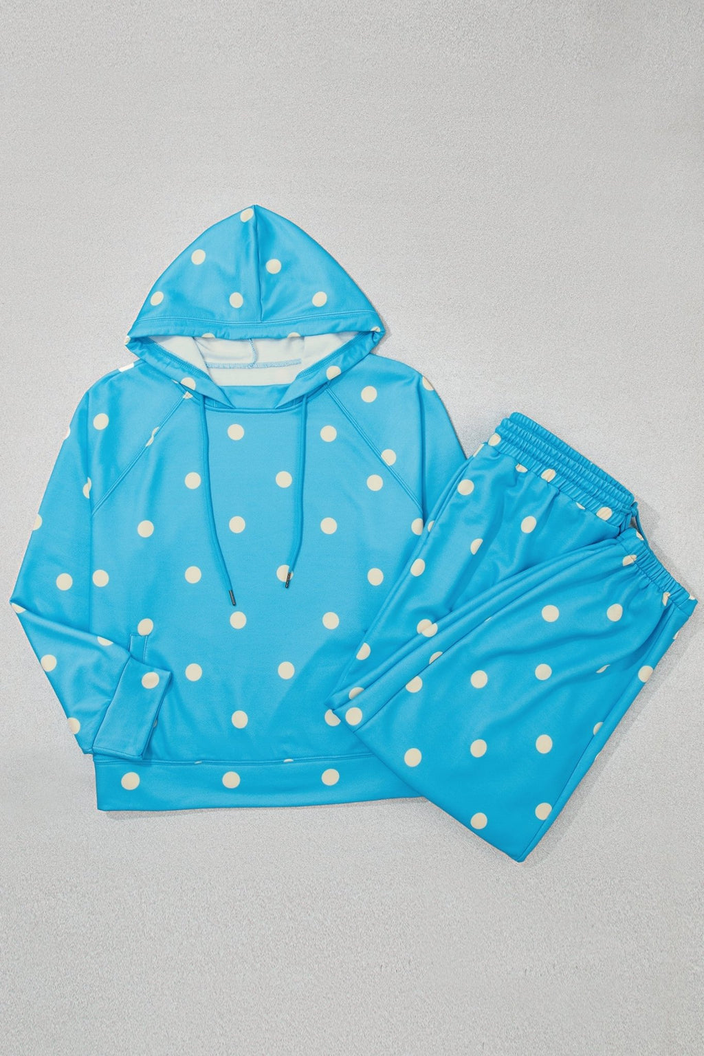 Plus Size Polka Dot Drawstring Hoodie & Pants Set - Rooted & Reckless Co.