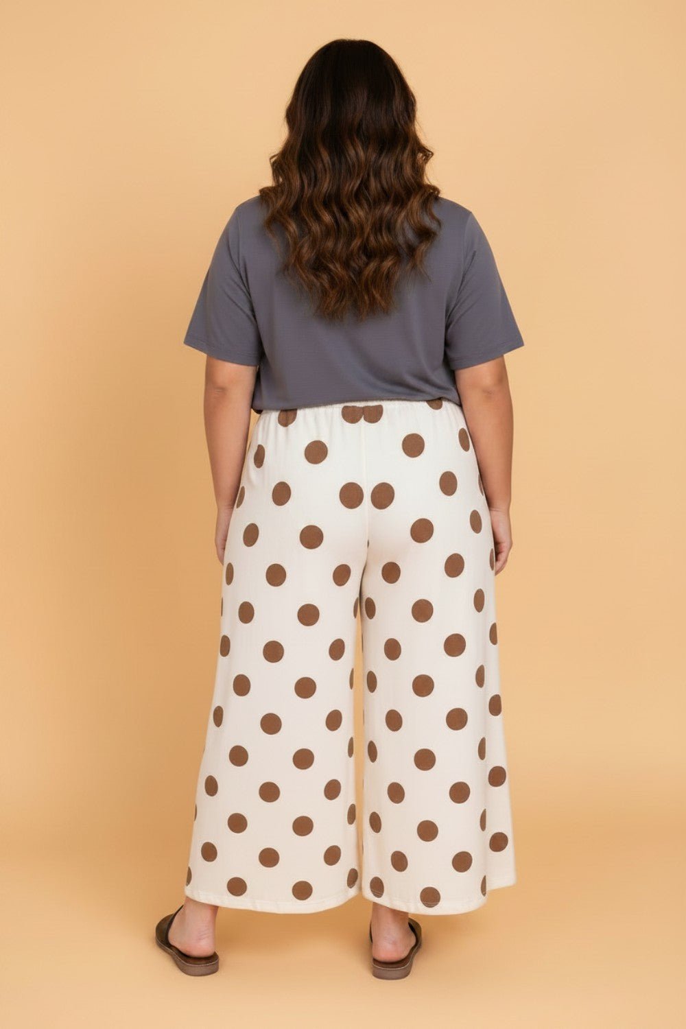Plus Size Polka Dot Elastic Waist Wide Leg Pants - Rooted & Reckless Co.