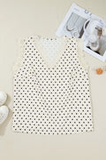 Plus Size Polka Dot Lace V-Neck Sleeveless Top - Rooted & Reckless Co.