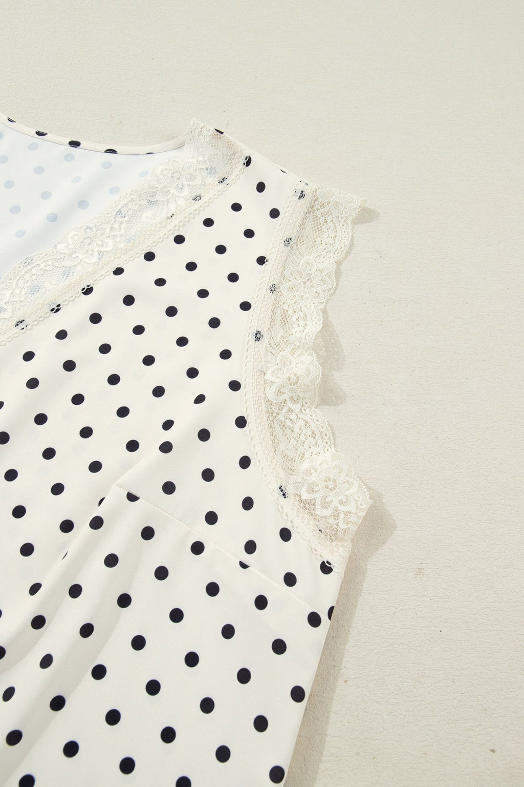 Plus Size Polka Dot Lace V-Neck Sleeveless Top - Rooted & Reckless Co.