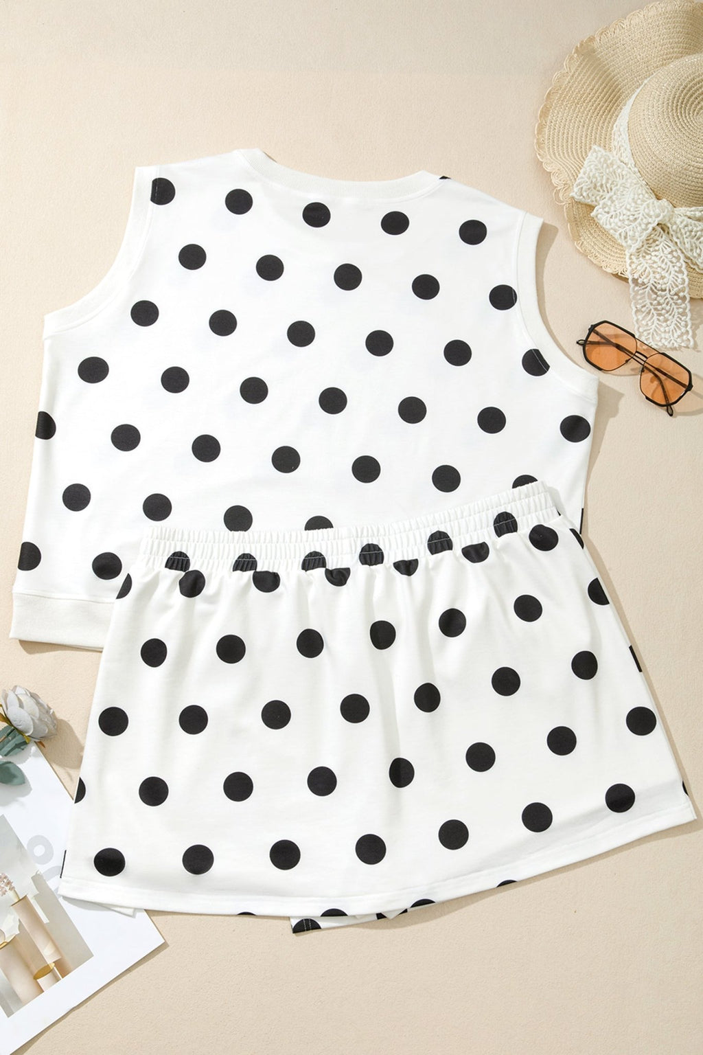 Plus Size Polka Dot Tank & Split Skort Set - Rooted & Reckless Co.