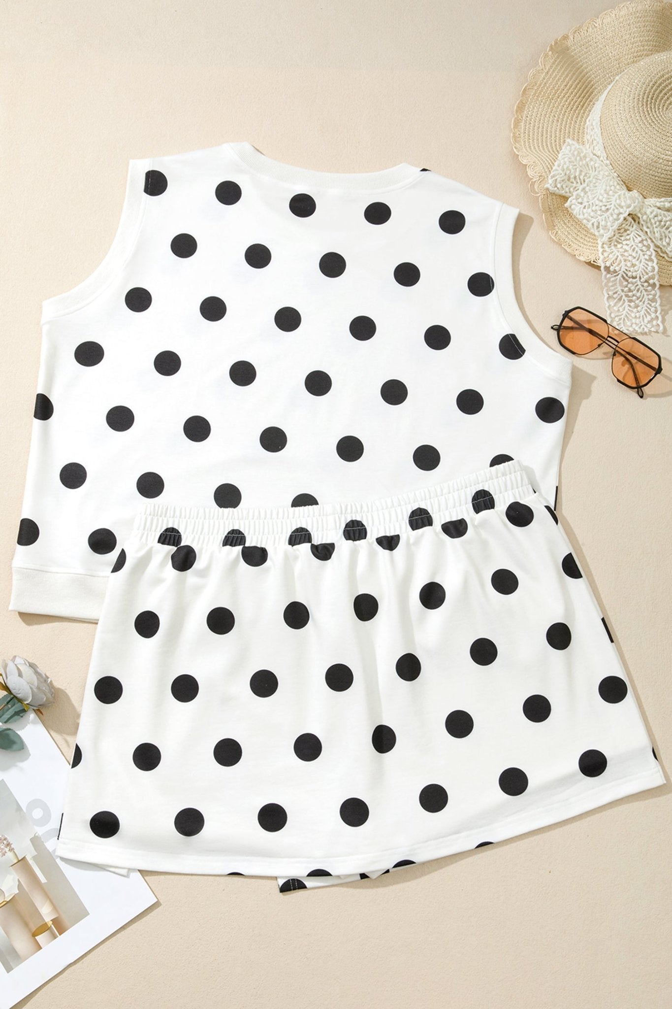 Plus Size Polka Dot Tank & Split Skort Set - Rooted & Reckless Co.