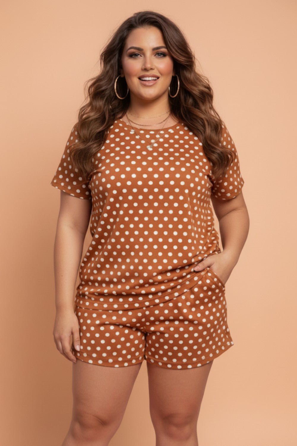 Plus Size Polka Dot Tee & Loose Shorts Set - Rooted & Reckless Co.