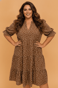 Plus Size Polka Dot V-Neck 3/4 Sleeve Mini Dress - Rooted & Reckless Co.