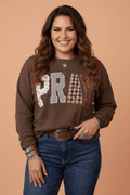 Plus Size PRAY Floral Stripe Gingham Patchwork Sweatshirt - Rooted & Reckless Co.