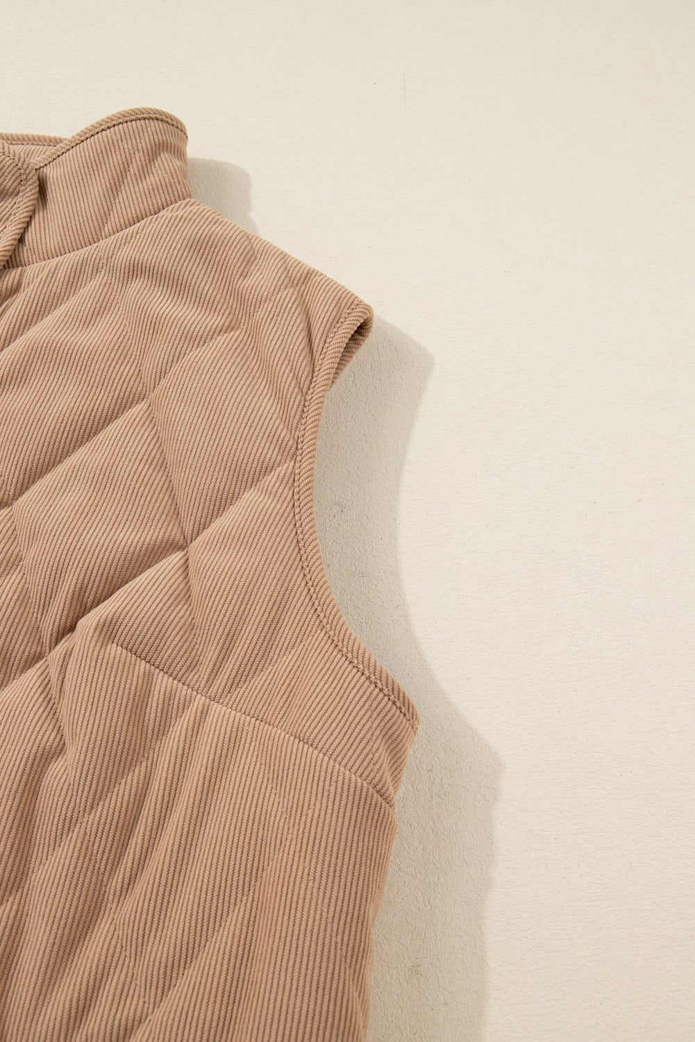 Plus Size Quilted Corduroy Snap Button Vest Jacket - Rooted & Reckless Co.
